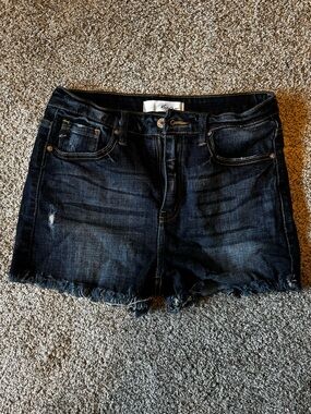 Kancan Frayed Hem Denim Shorts